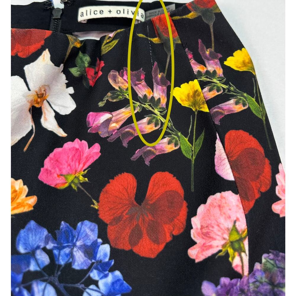 Alice + Olivia RMP Bootcut Pants Timeless Blossom Floral Mid Rise Size 0 - Picture 14 of 15